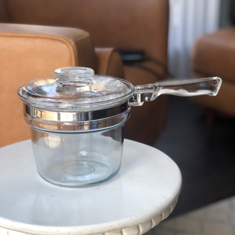Vintage Pyrex Flameware Glass Saucepan with Lid